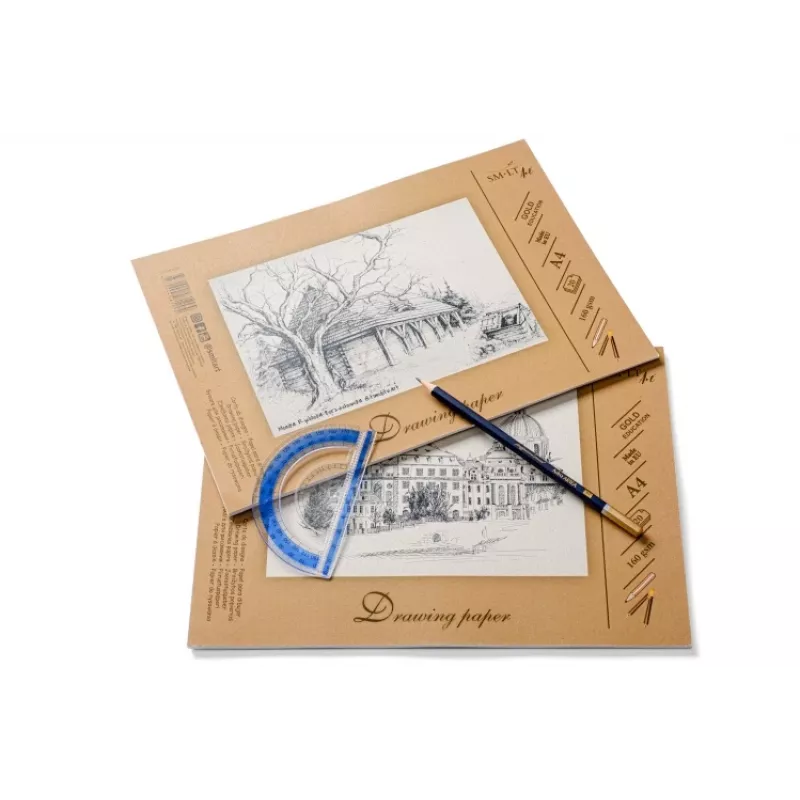 Piešimo ir eskizavimo popierius SMLT A4, 160 g/m², 20 lapų, klijuotas