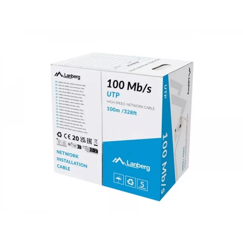 LAN tinklo kabelis UTP LANBERG LCU5-10CC-0100-S RJ45 100 MB/s 100 m pilkas