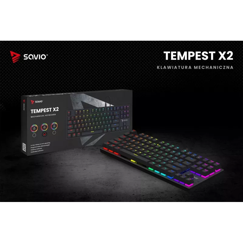 Savio Mechanical klaviatūra RGB Tempest X2 Outemu Brown
