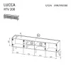 TV spintelė Cama LUCCA 4D 200x40x59 cm, kašmyro apdaila, pilkas medžio drožlių plokštės viršus