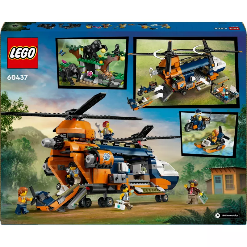 LEGO City 60437 Džiunglių tyrinėtojų sraigtasparnis bazinėje stovykloje