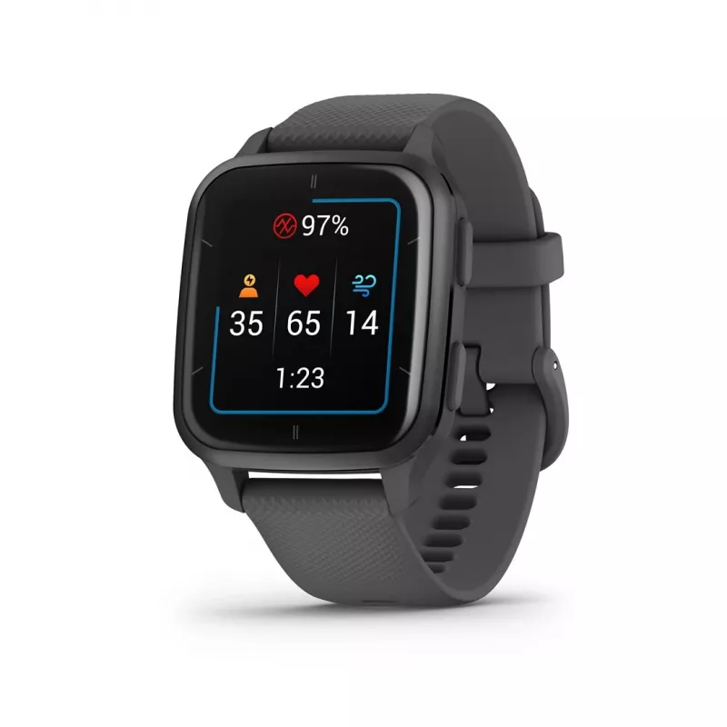 Išmanusis laikrodis GARMIN Venu Sq 2 — 1,4 colio AMOLED, 40 mm korpusas, pilkai pilka spalva, GPS, SpO2, NFC