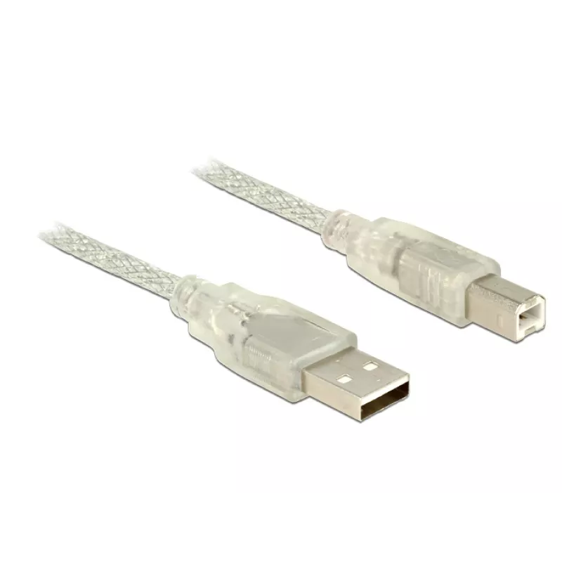 USB laidas DeLOCK 83893 USB 2.0 1,5 m USB A USB B permatomas