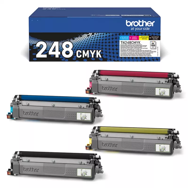 Brother TN-248VAL dažų kasetė 4 vnt. Originali juoda, žydra, purpurinė, geltona