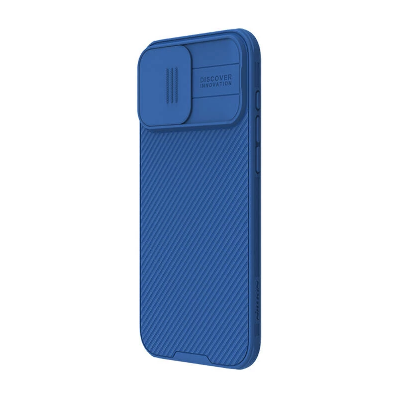 Apsauginis telefono dėklas Nillkin CamShield Pro, skirtas iPhone 16 Pro Max, mėlynas, slankiojanti kameros danga