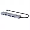 USB-C šakotuvas Unitek H1124AGY01 su 100W PD, HDMI 2.0, 2x USB‑A, 2x USB‑C, SD/microSD skaitytuvu — aliuminis