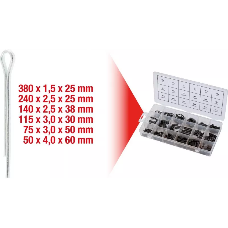 Splint Set ks tools 1000 Pieces 970.0330 — 1000 fiksuojamųjų kaištelių rinkinys