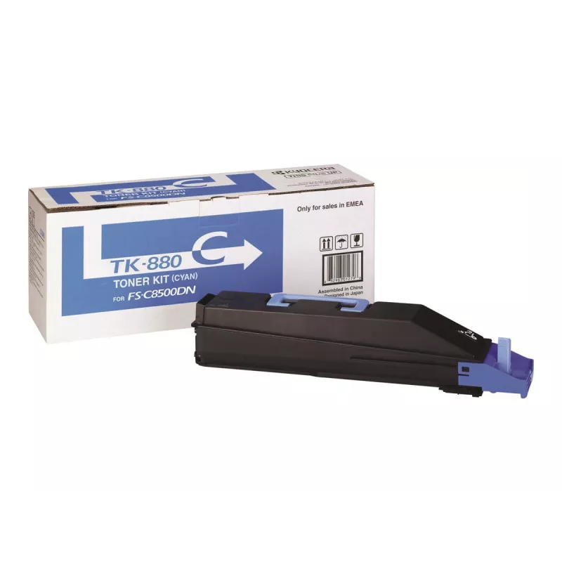 Dauginis dažų kasetė Kyocera TK-880C žydra, Originali, lazerinė spauda, išeiga 18 000 lapų, 1 vnt.