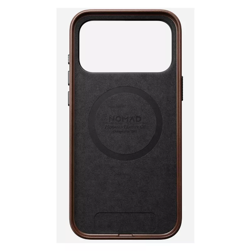 Mobiliojo telefono dėklas Nomad Traditional Leather Case, skirtas iPhone 17 Pro Max, oda / aliuminis / mikropluoštas, tinka 6,9 col. (Ruda)