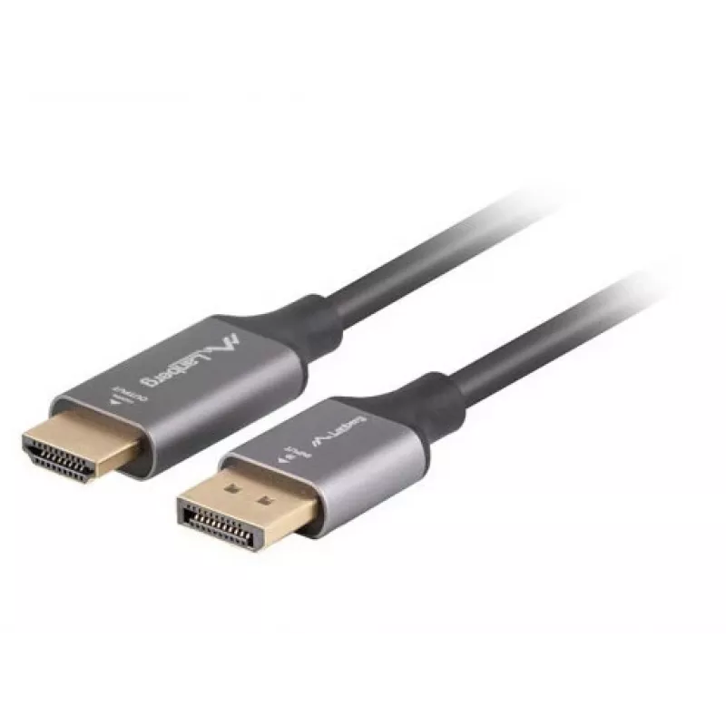 Lanberg CA-DPHD-20CU-0018-BK vaizdo kabelio adapteris 1,8 m DisplayPort HDMI A tipo (standartinis) juodas, sidabrinis
