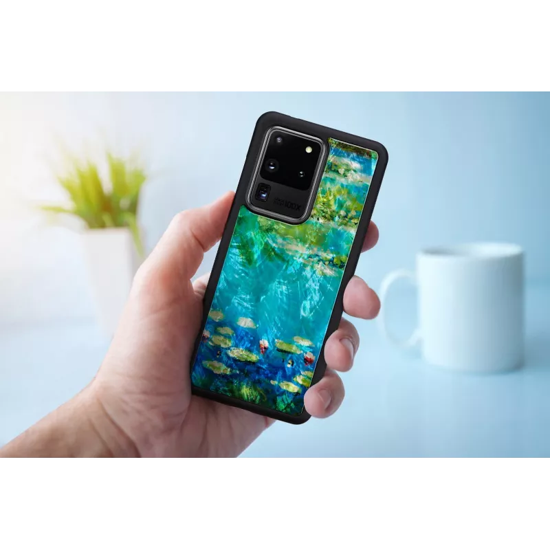 Apsauginis telefono dėklas iKins Samsung Galaxy S20 Ultra — juodųjų vandens lelijų raštas