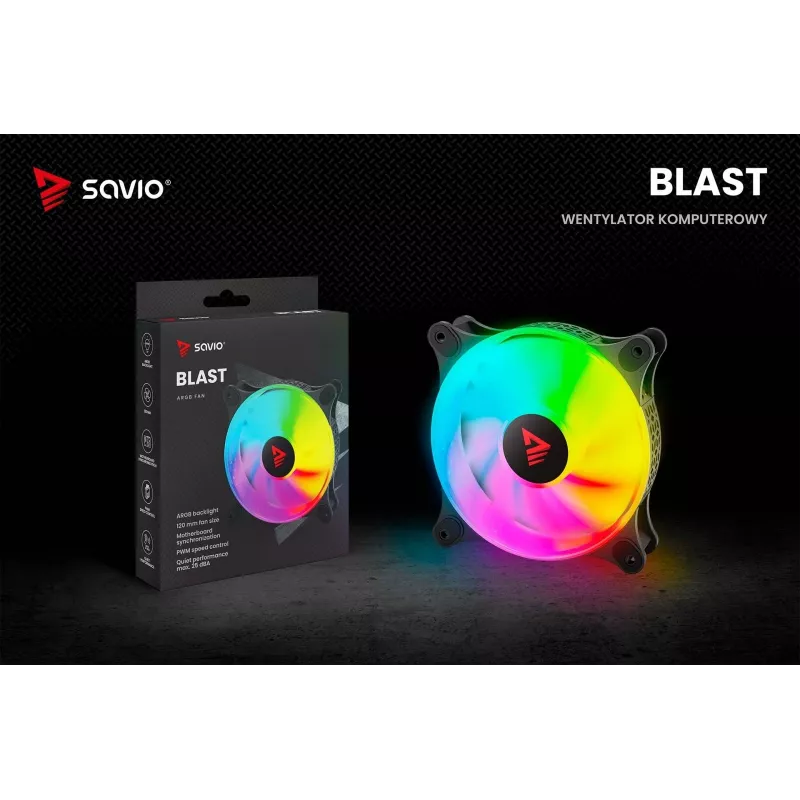 SAVIO Blast 120mm ARGB PWM korpuso ventiliatorius - juodas