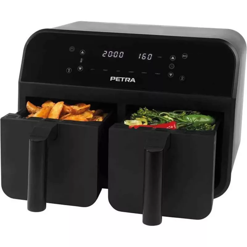 Oro gruzdintuvė Petra PT4750BLKVDEEU7, dviejų kamerų, 3,7 l talpa, juoda
