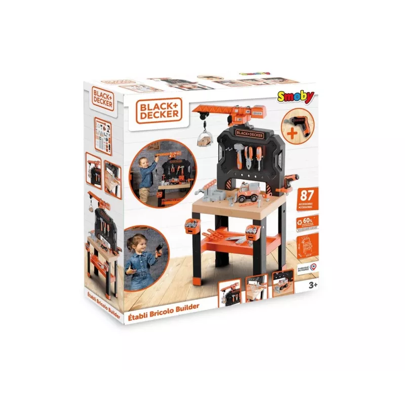 Vaikų dirbtuvių žaislas SMOBY Bricolo Builder 7600360741 - Statybinių įrankių rinkinys vaidmenų žaidimams