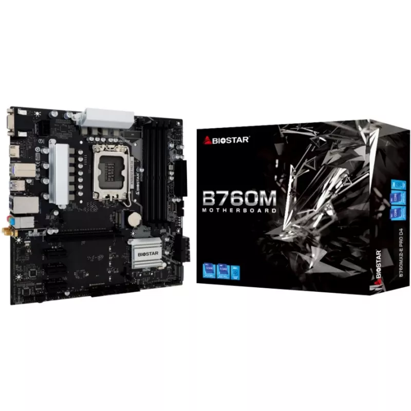 Biostar B760MX2-E Pro D4 pagrindinė plokštė – B760 – Socket 1700 – Micro ATX