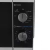 Kombinuota mikrobangų krosnelė Sharp YC-MG01E-S — 20 l, 800 W mikrobangų, 1000 W grilis, 5 galios lygiai, sukamoji valdymo rankenėlė, 25,5 cm sukamoji lėkštė