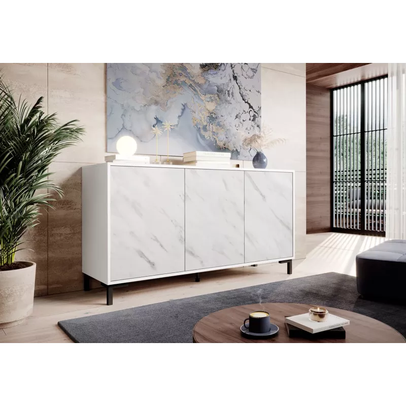 MARMO 3D komoda 150x45x80.5 cm baltas matinis/marble baltas