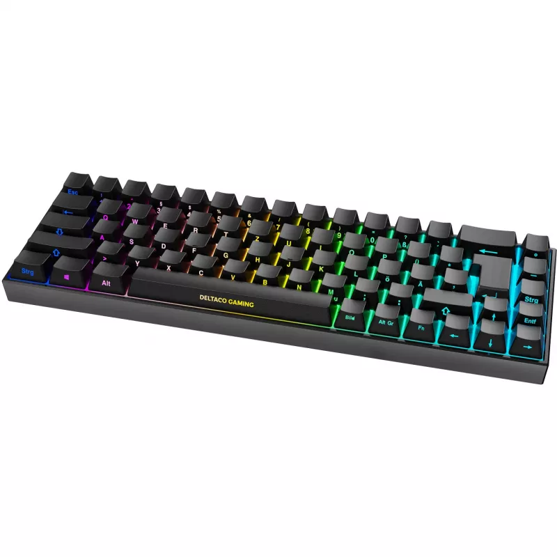 Deltaco GAM-100-DE - 65% - USB + Bluetooth - mechaninis jungiklis - QWERTZ - RGB-LED - juoda