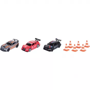 Siku dovanų rinkinys lenktynės, transporto priemonės ir trasos rinkinys, 3 m., plastikas, metalas, įvairiaspalvis