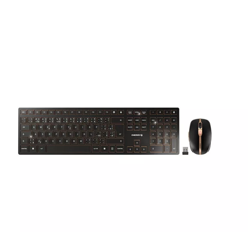 CHERRY DW 9100 SLIM klaviatūra su pele, universali, RF belaidė + Bluetooth, čekų, slovakų, juoda