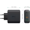 PA-D3 Sieninis įkroviklis 2xUSB Power Delivery (1xUSB+1xUSB C) 5.4A 60W Dynamic Detect