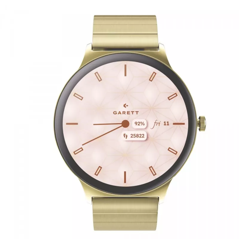 Išmanusis laikrodis Garett Verona 2 Gold Steel su Bluetooth ir širdies ritmo monitoriumi