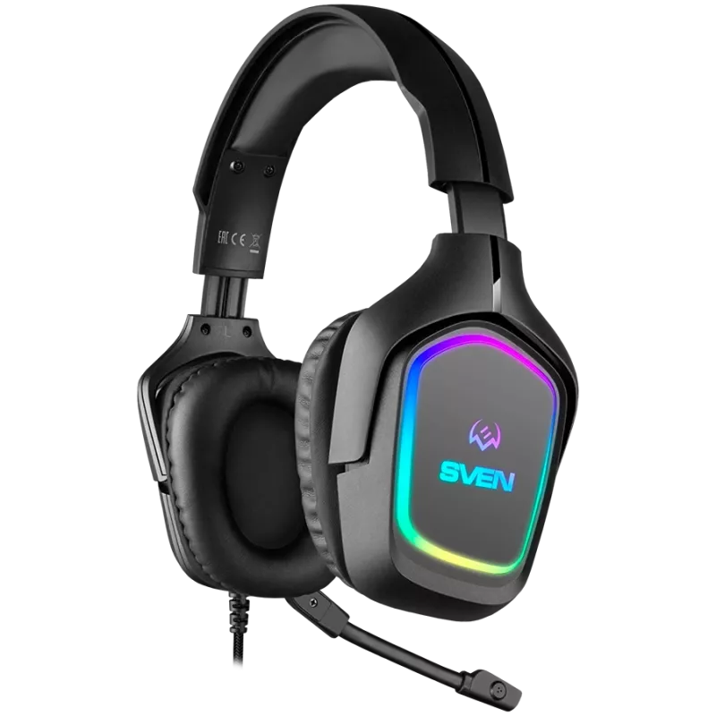 Žaidimų ausinės su mikrofonu AP-U750MV, juodos (USB, RGB)