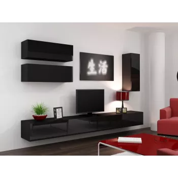 Cama TV stovas VIGO 140 30/140/40 juodas/juodas blizgus