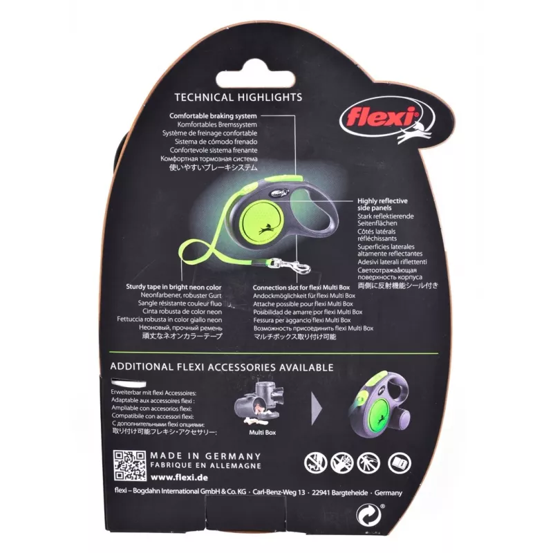 “FLEXI nauja Neon M” - išsitempiantis pavadėlis - 5 m