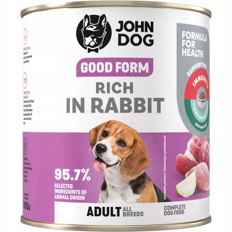 JOHN DOG Good Form Rich in rabbit - šlapias šunų maistas - 800g