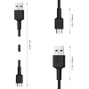 USB-C į USB-A laidas Aukey CB-CA2, nailonu pintas, greitasis įkrovimas 3 A, 1 m