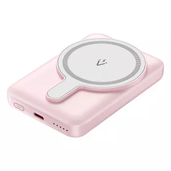 Išorinė baterija Vention FHSP0 5000 mAh su belaidžiu įkrovimu, USB-C, 3 A išėjimu, rožinė
