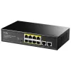 Tinklo jungiklis Cudy FS1010PG — 10/100 Mbps, 8 PoE prievadai, 2 aukštyn, 120 W PoE biudžetas, metalinis korpusas
