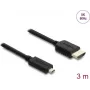HDMI kabelis DELOCK 81692 — 3 m, HDMI Type A (Standartinis) į HDMI Type D (Micro), 48 Gbit/s, iki 7680×4320, paauksuoti kontaktai, juodas