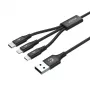 USB laidas Unitek C14049BK — USB-C į Micro-USB B / Lightning, USB 2.0, 1,2 m, juodas