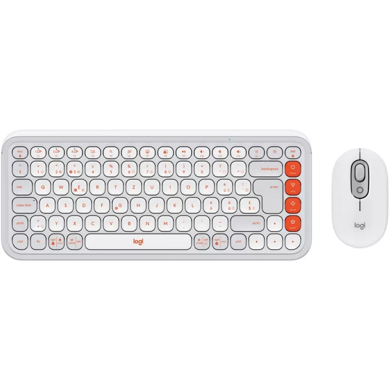 Pelė Logitech POP Icon Combo Bluetooth QWERTZ Swiss oranžinė balta