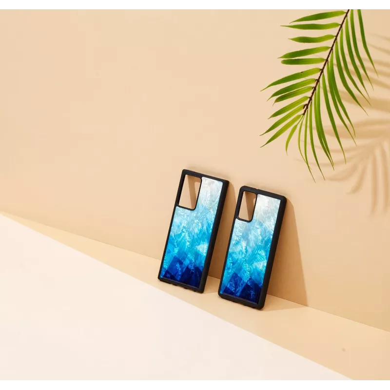 Apsauginis dėklas iKins Samsung Galaxy Note 20 — mėlynas ežeras ir juodas, plonas dangtelis
