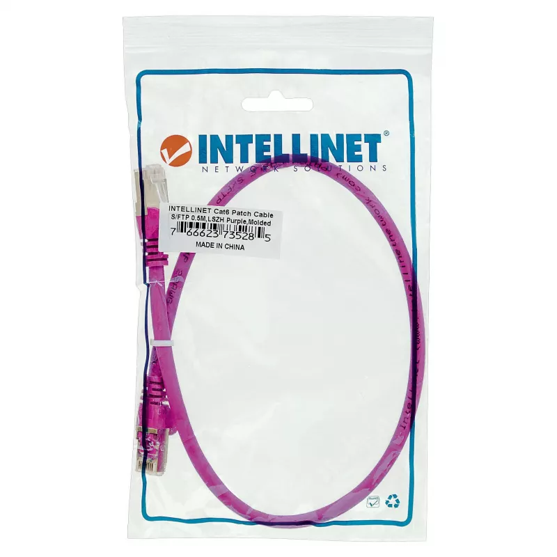 Intellinet tinklo komutacinis kabelis, Cat6, 0,5 m, raudonas, varinis, S/FTP, LSOH / LSZH, PVC, RJ45, auksu dengti kontaktai, neužkabinamas, su apsaugine mova, garantija visam eksploatavimo laikui