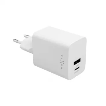 Kelioninis įkroviklis FIXED Fixed Mini USB-C/USB 45W — kompaktiškas dviejų prievadų įkroviklis su USB-C ir USB-A