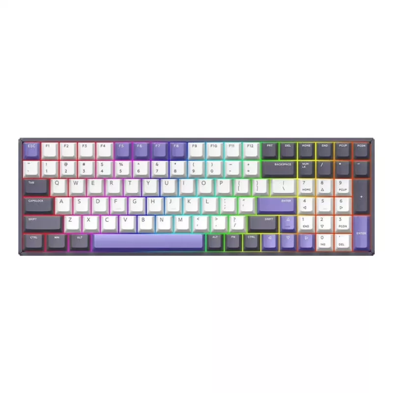 Klaviatūra Ducky IQUNIX F97 Lavandin belaidė žaidimams, RGB, MX Red jungikliai, US išdėstymas