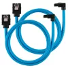 Corsair Premium Sleeved SATA kabelis su kampu, mėlynas, 60 cm - 2 vnt.