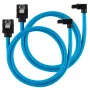 Corsair Premium Sleeved SATA kabelis su kampu, mėlynas, 60 cm - 2 vnt.