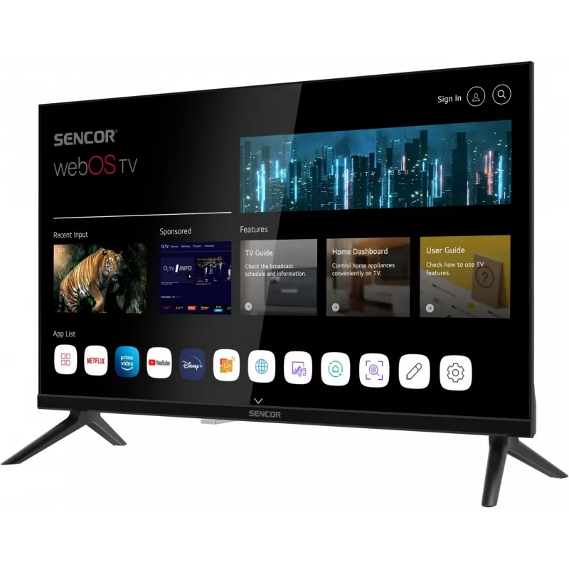 24 col. LED išmaniojo ekrano televizorius SENCOR SLE 24S830MB — HD raiška, energijos klasė E