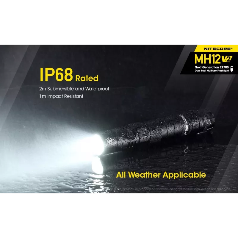 Rankinis žibintuvėlis Nitecore MH12 V2, juodas