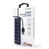 USB šakotuvas Gembird UHB-U3P7P-01, 7 prievadų USB 3.2 Gen 1 (Type-A), 0,24 m kabelis, juodas
