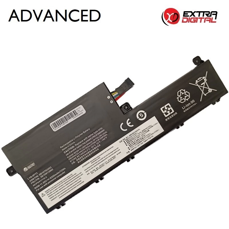 Nešiojamojo kompiuterio baterija, LENOVO L19L6P72, 6200 mAh, Extra Digital Advanced