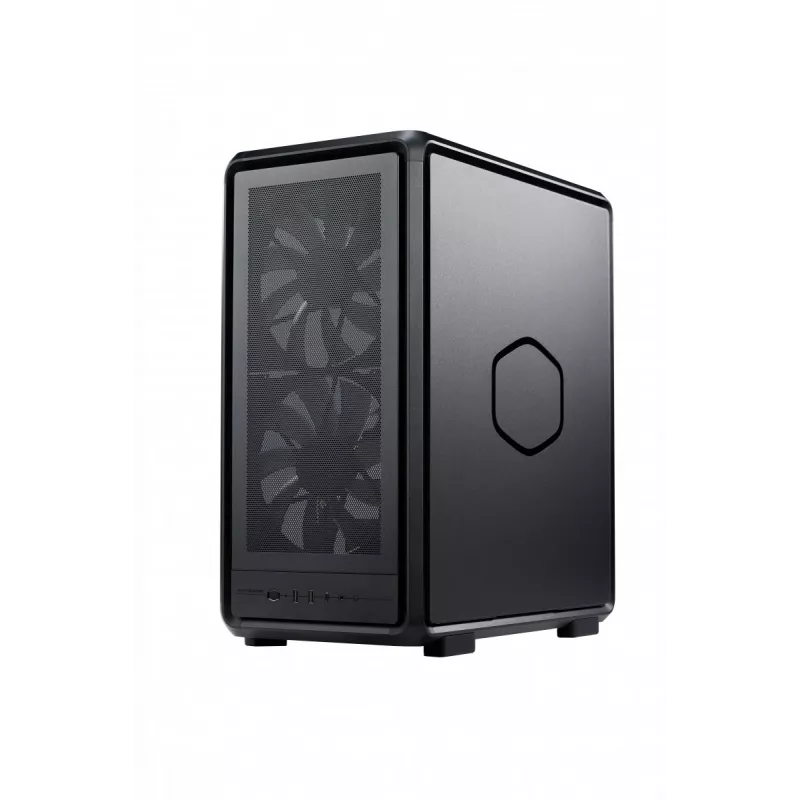 PC Midi Tower Cooler Master MasterFrame 500 Mesh — juoda su permatomu šonu, palaiko ATX/EATX, 2x200 mm priekyje, 1x120 mm gale