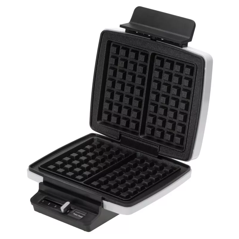 Vaflių keptuvė Adler AD 3085 — 1200 W, 2 stačiakampiai vafliai 9×13 cm, reguliuojama temperatūra, nepridegančios plokštės