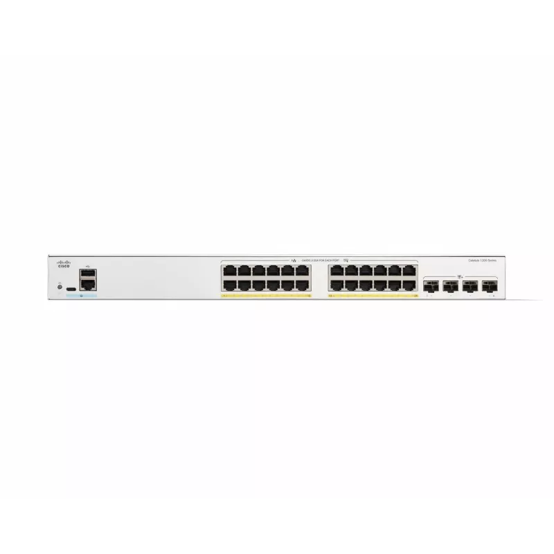 Cisco Catalyst 1200-24P-4X Smart Switch, 24 prievadai GE, PoE, 4x10GE SFP+, ribota viso gyvenimo apsauga (C1200-24P-4X)