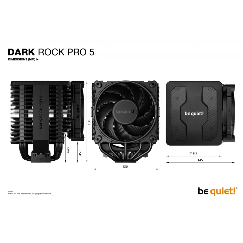 be quiet Dark Rock Pro 5 Procesoriaus oro aušintuvas 120/135 mm Juodas 1 vnt.
